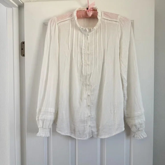 Quince Organic Cotton Peasant Blouse L - Picture 7 of 14